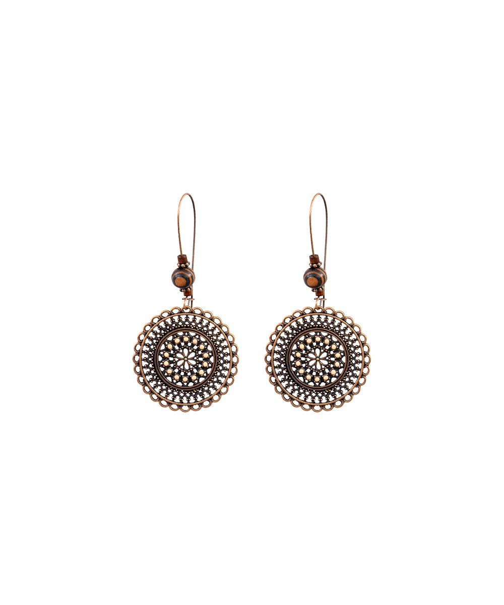 Goldtone Floral Medallion Drop Earrings | Zulily
