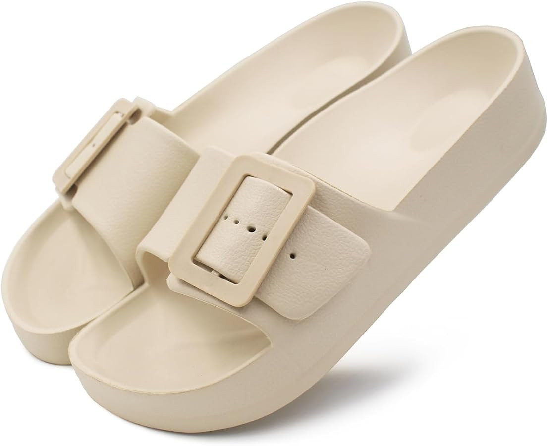 Women's Sandals With Arch Support Adjustable Buckle Platform Cloud Slides Summer Lightweight Soft... | Amazon (US)