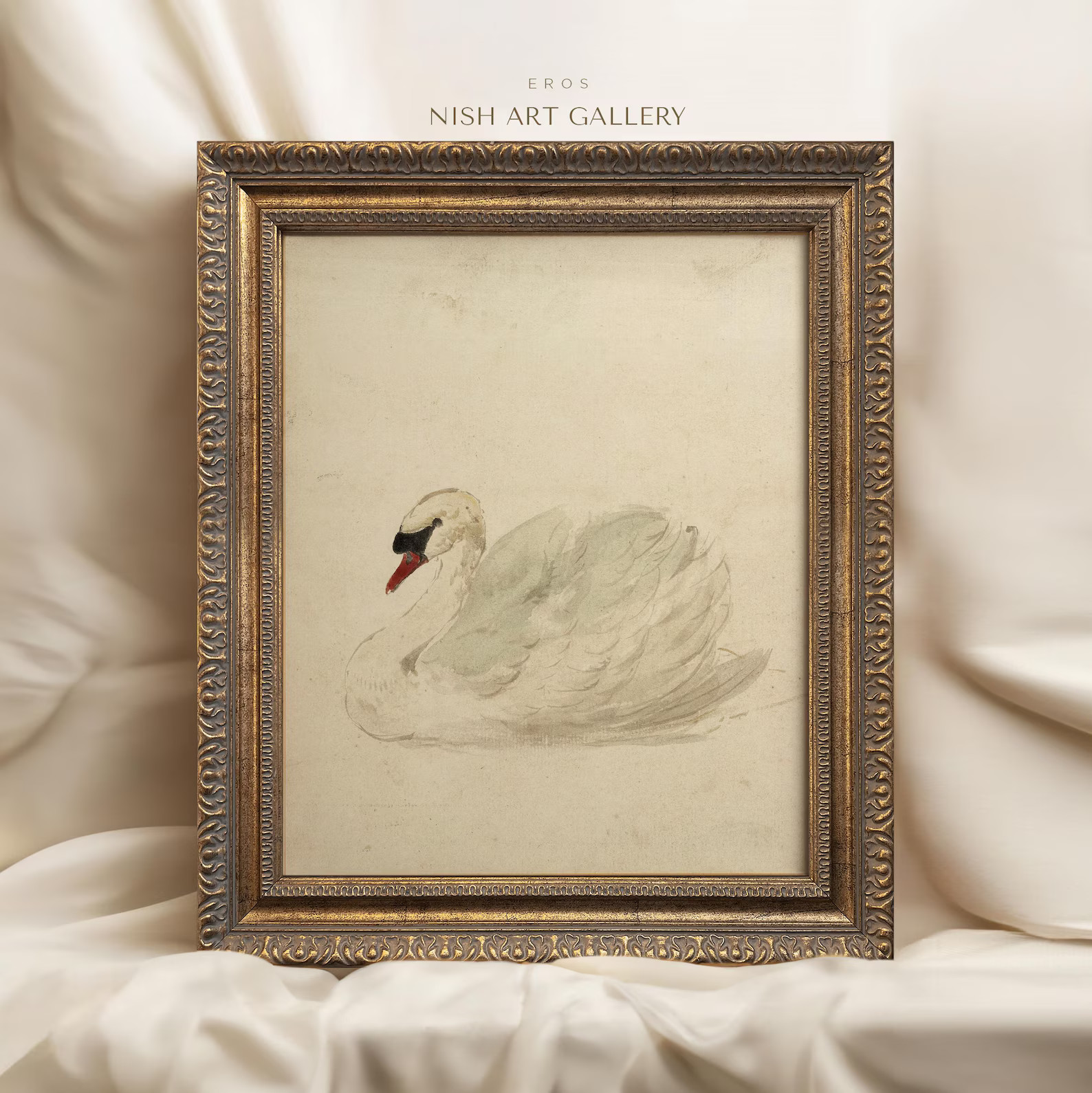 Framed Antique Swan Watercolor Print: Vintage Nursery Art #19 | Etsy (US)