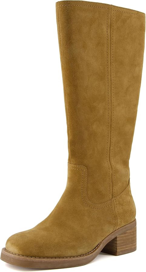 CUSHIONAIRE Sawyer Genuine Leather Tall Chunky Heel Womens Boots - Pull On Casual Knee High Boots... | Amazon (US)