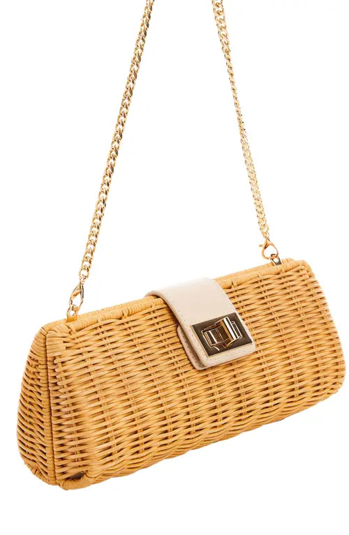 MANGO Tina Rattan Clutch in Light Beige at Nordstrom | Nordstrom