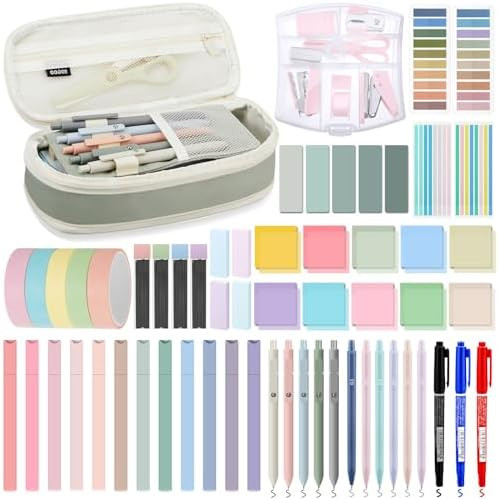60 Pcs Aesthetic Book Annotation Kit School Supplies Cute Pencil Case 12 Highlighter 5 Gel Pen 6 ... | Amazon (US)