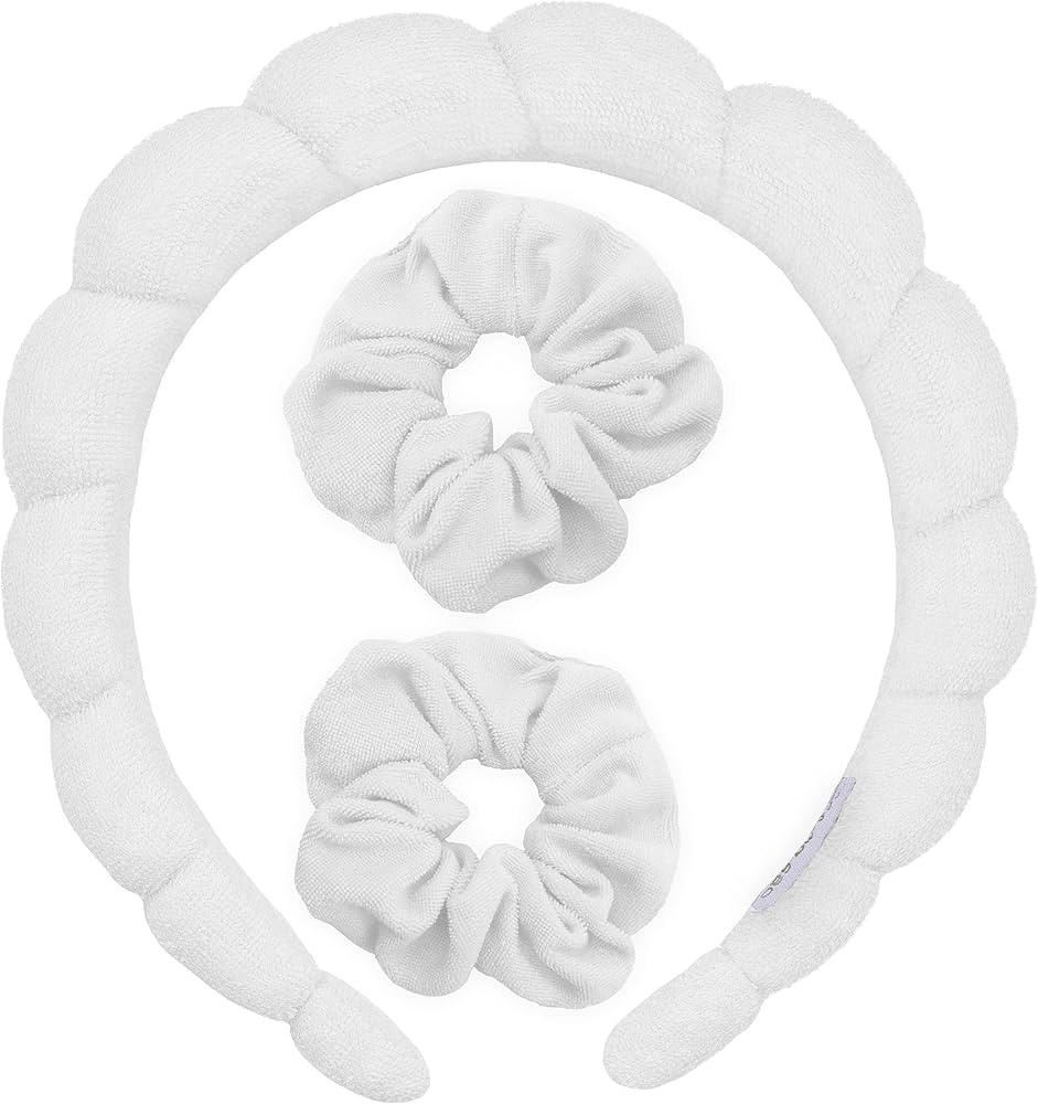 FROG SAC Puffy Spa Headband and Wristbands for Face Washing, Skincare Headbands for Women, Terry ... | Amazon (US)
