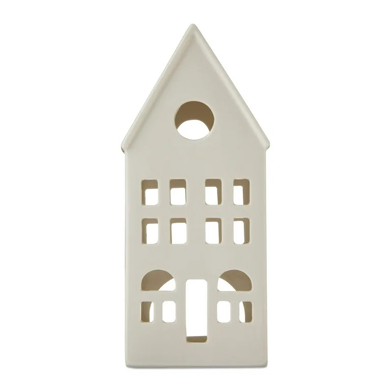 Ceramic Tall Decorative House Christmas Tabletop Decoration, White, 8", by My Texas House | Walmart (US)