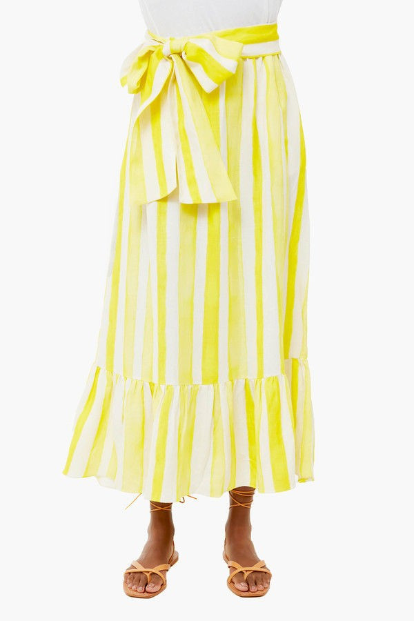Yellow Cabana Stripe Hampton Wrap Skirt | Tuckernuck (US)