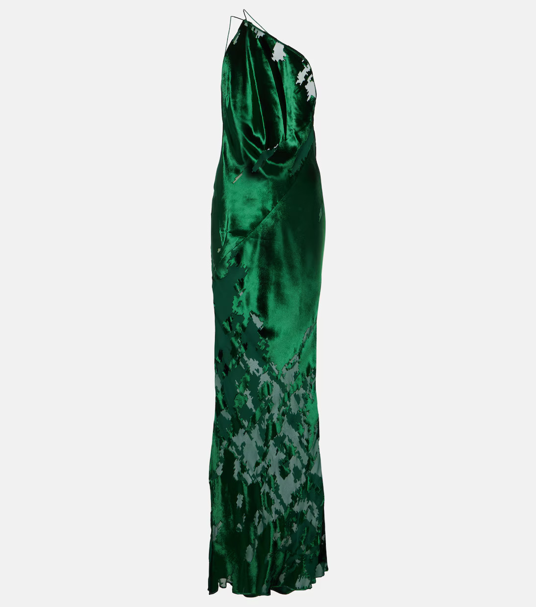 One-shoulder satin and velvet gown | Mytheresa (US/CA)