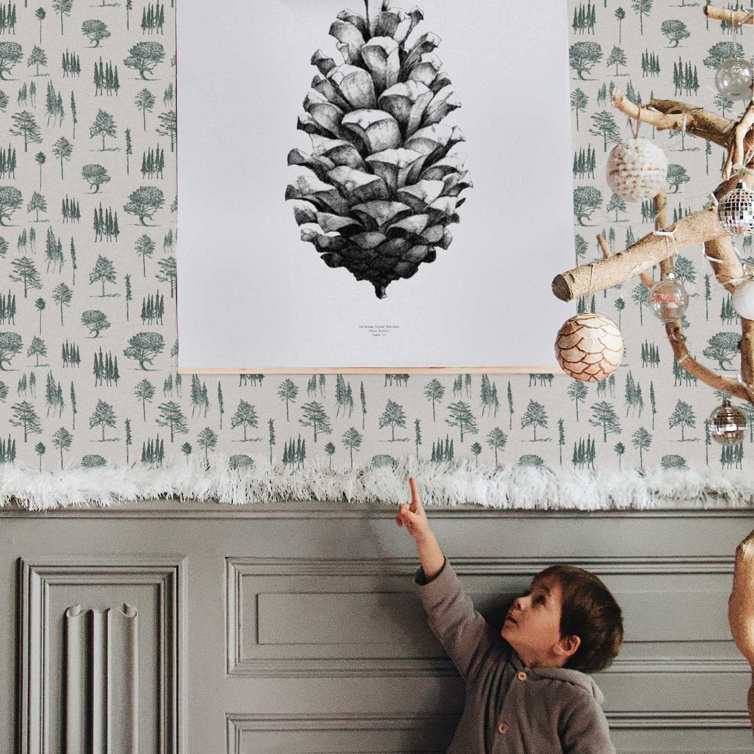 Vintage forest design removable wallpaper | Livettes Wallpaper