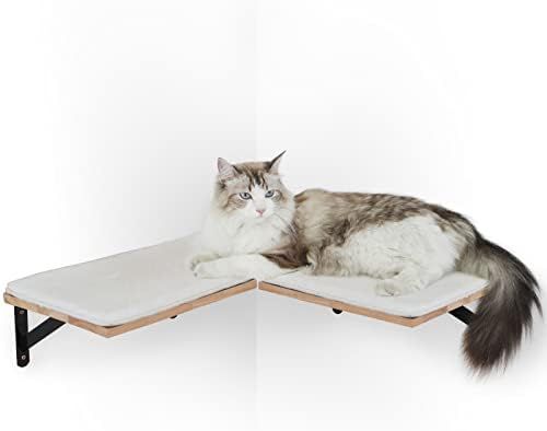 FUKUMARU Cat Shelf Furniture, Wall Mounted Corner Cat Shelves, 0.79 Inch Thick Solid Rubber Wood ... | Amazon (US)