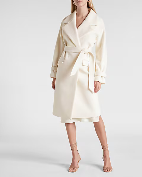 Belted Wrap Front Faux Wool Coat | Express