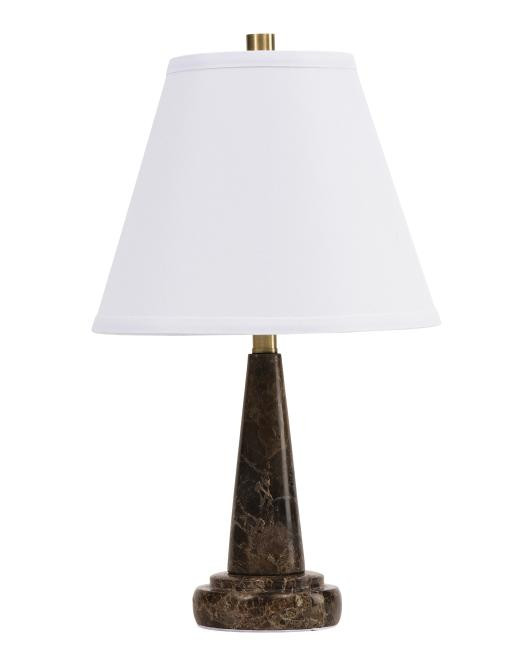 19in Solid Marble Table Lamp With Tapered Shade | TJ Maxx