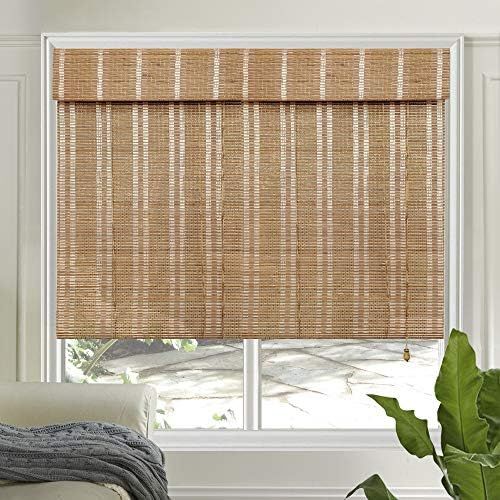 Amazon.com: LETAU Wood Window Shades Blinds, Bamboo Light Filtering Custom Roman Shades, New Pa... | Amazon (US)