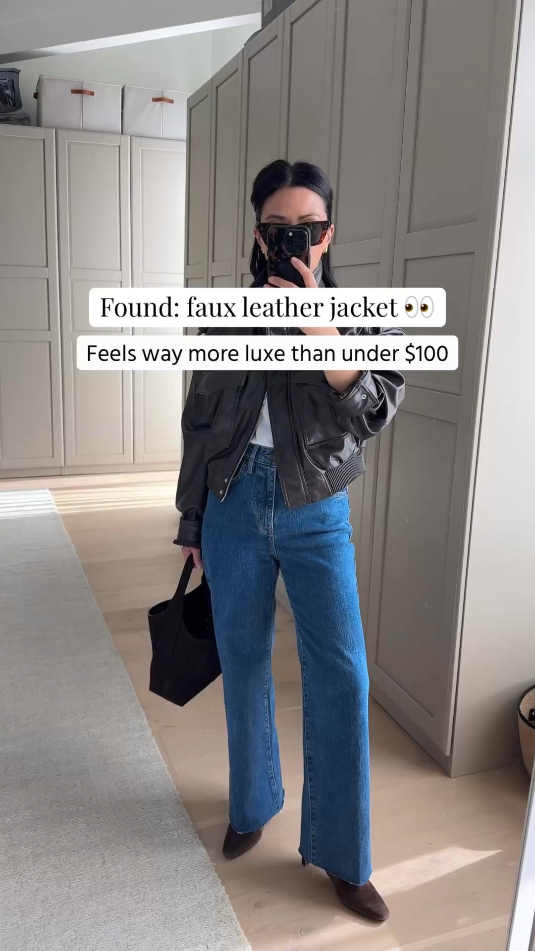 Spring Jackets: Zara Faux leather cropped jacket. Under $100. Fits tts. Faux leather is soft and moveable. 

Zara jacket small
J.Crew cropped tee small
Aritzia Remy jeans 26 - Cut hems and sized up
Madewell Dimes booties 5.5
Banana Republic bag - old
Celine sunglasses
Quince earrings
Dorsey James Necklace 15"

Petite style, spring outfits 2026, spring style, date night outfits 

#LTKSeasonal #LTKootd #LTKPetite