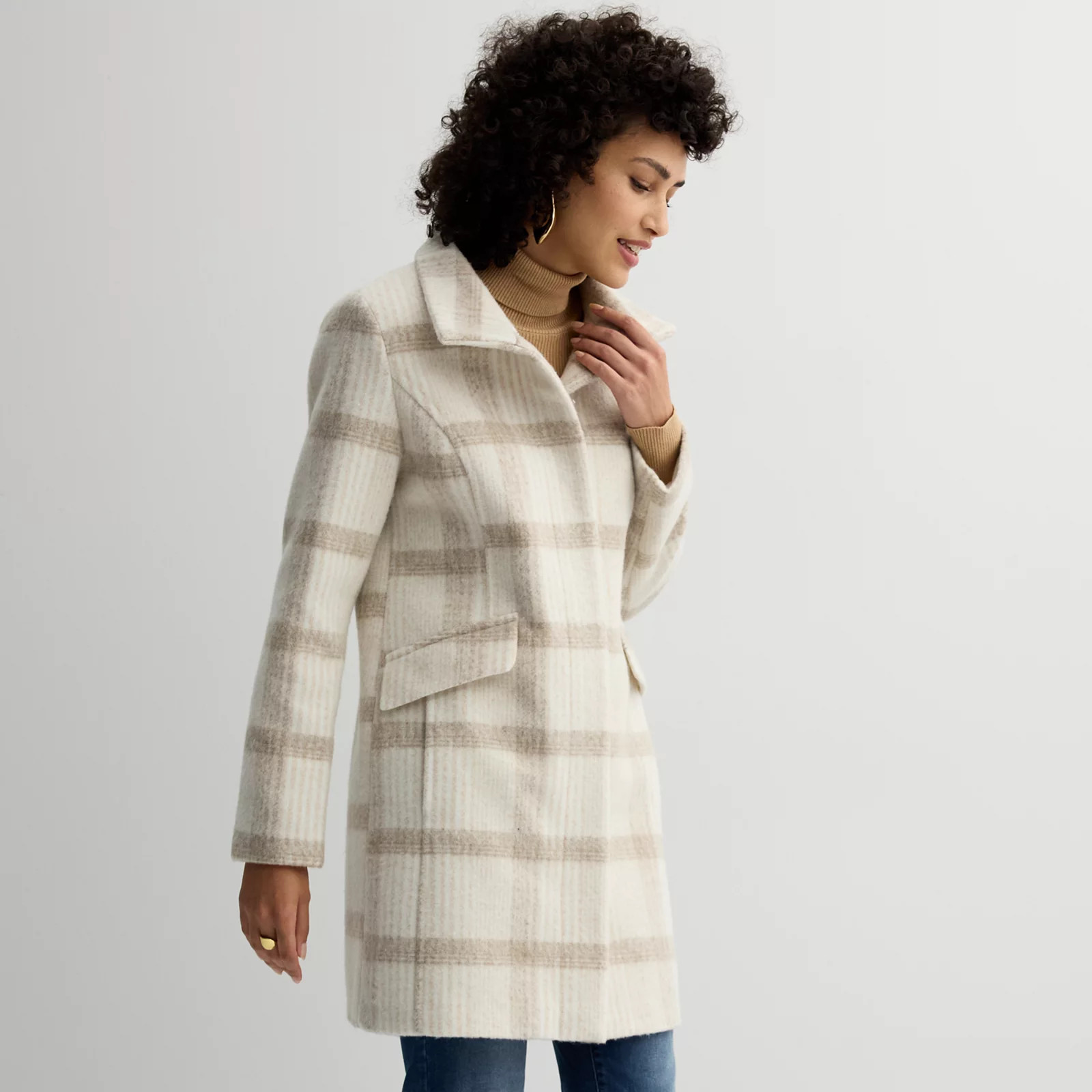 Women's Nine West Faux-Wool Zip Front Coat | Kohl's