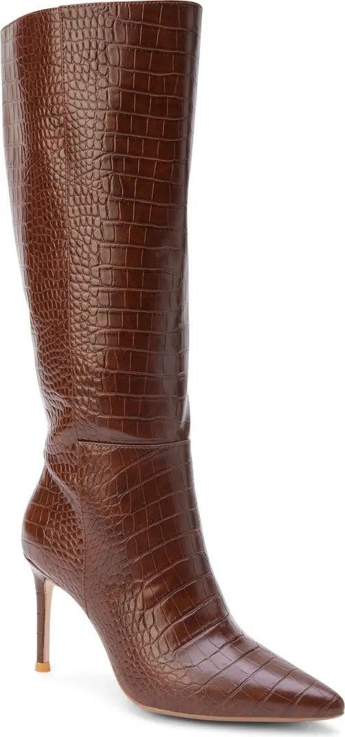 Alina Reptile Embossed Knee High Stiletto Boot (Women) | Nordstrom