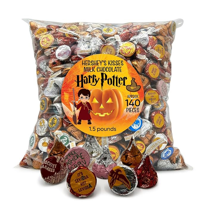 Hershys Kisses Milk Chocolate Harry Potter - 1.5 Pounds approx 140 pieces of Chocolate Candy Indi... | Amazon (US)