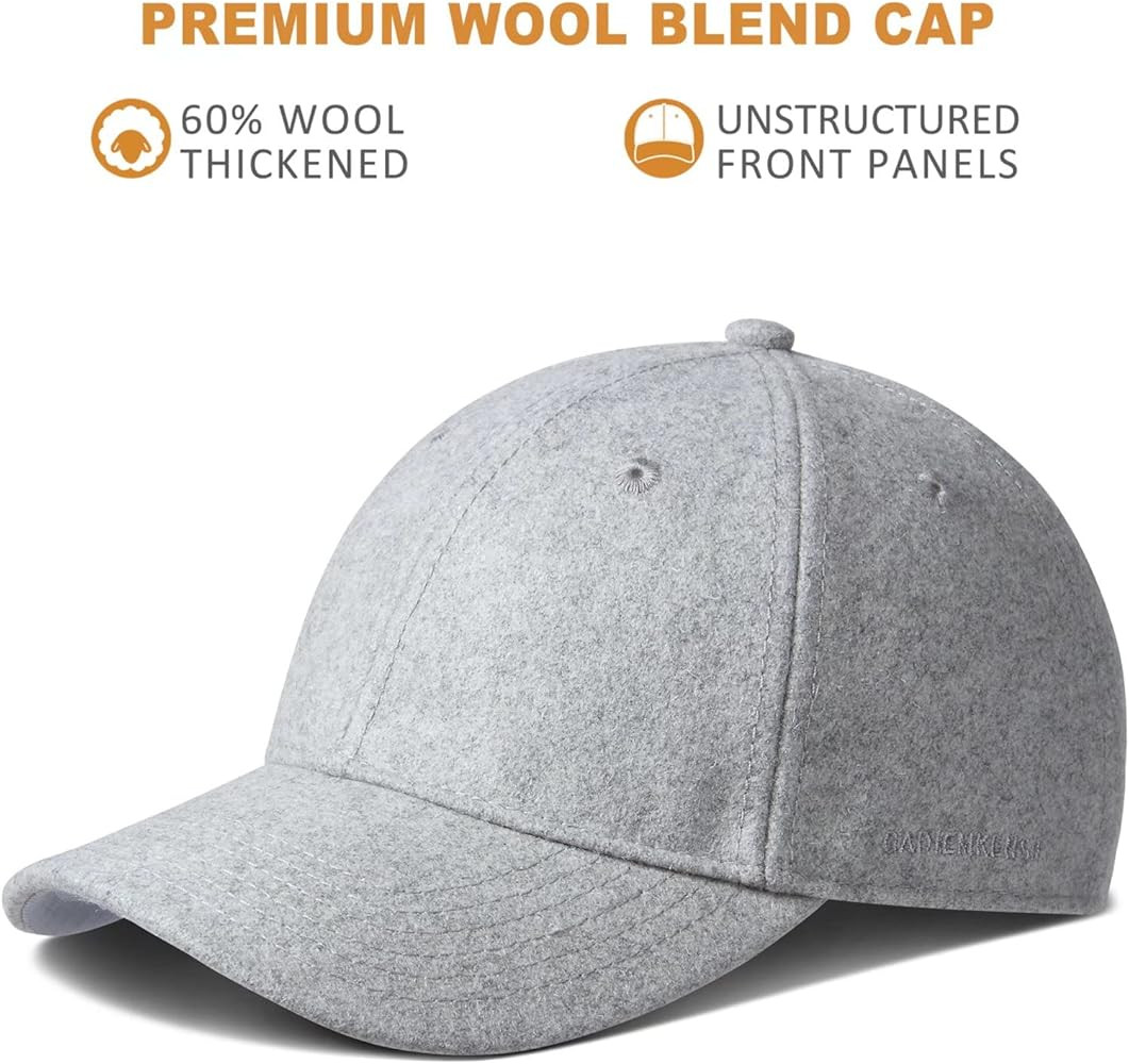 GADIEMKENSD Unstructured Wool Baseball Caps Winter Warm Hat Adjustable | Amazon (US)