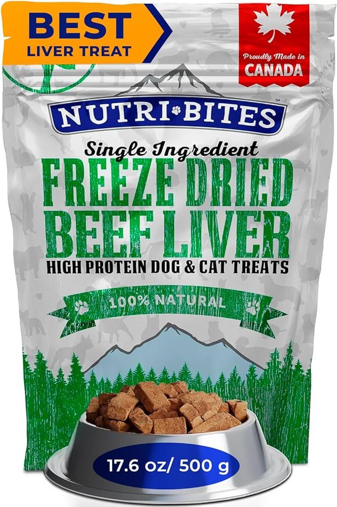 Nutri Bites Liver Treats for Dogs & Cats, High-Protein Freeze Dried Beef Liver Snacks, Single Ing... | Amazon (US)