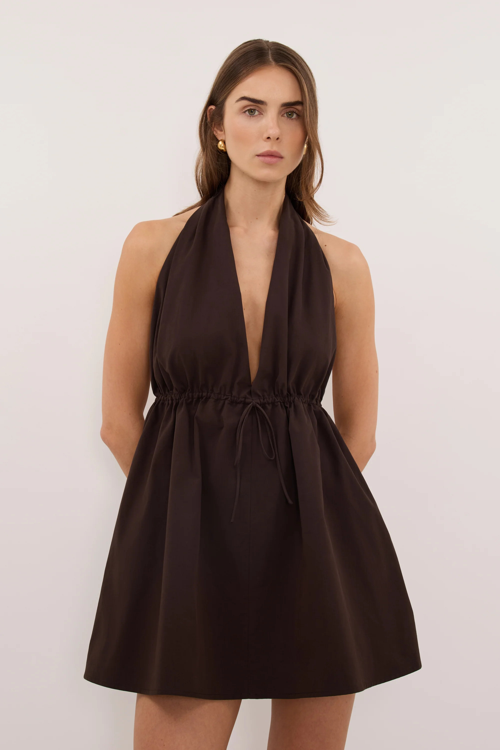 TAMMY BURNT CHOC POPLIN MINI DRESS | DISSH