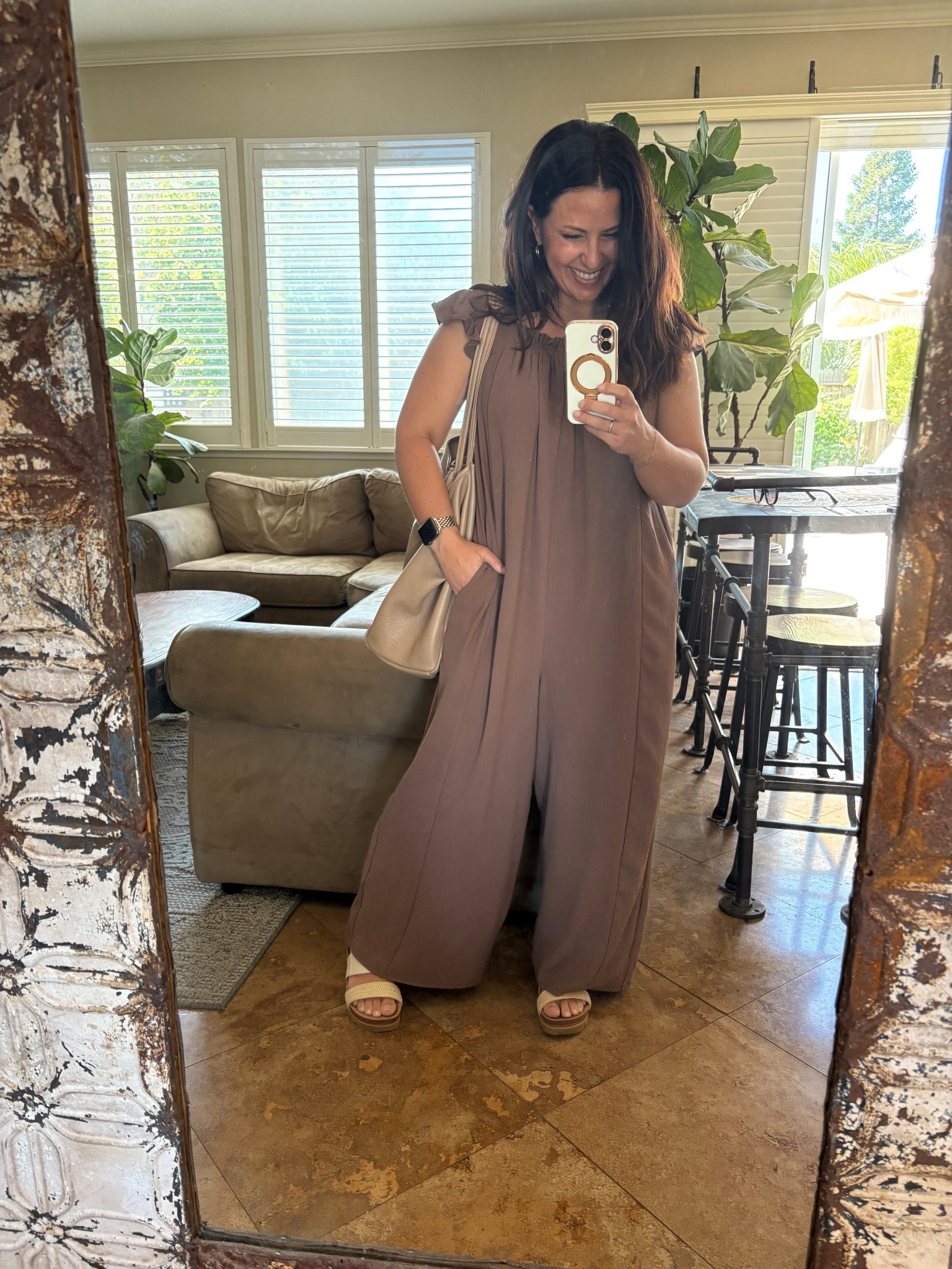 This jumper feels like pajamas! It’s lightweight, oversized, has functional front pockets, and is petite friendly. I wore it with my 2 inch platform sandals. I’m 5’2” and wearing a small. 
Summer style
Spring outfit
Teacher outfit 

#LTKStyleTip #LTKOver40 #LTKPetite