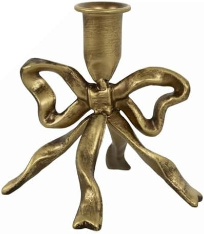 Hobby Lobby Gold Bow Metal Taper Candle Holder, 5" H x 4.81" W, Gold, Decorative Candle Holders f... | Amazon (US)