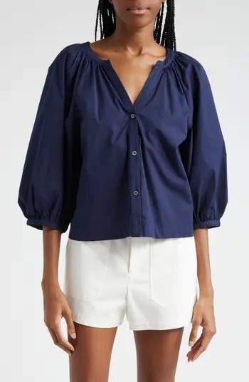 New Dill Stretch Cotton Button-Up Blouse | Nordstrom