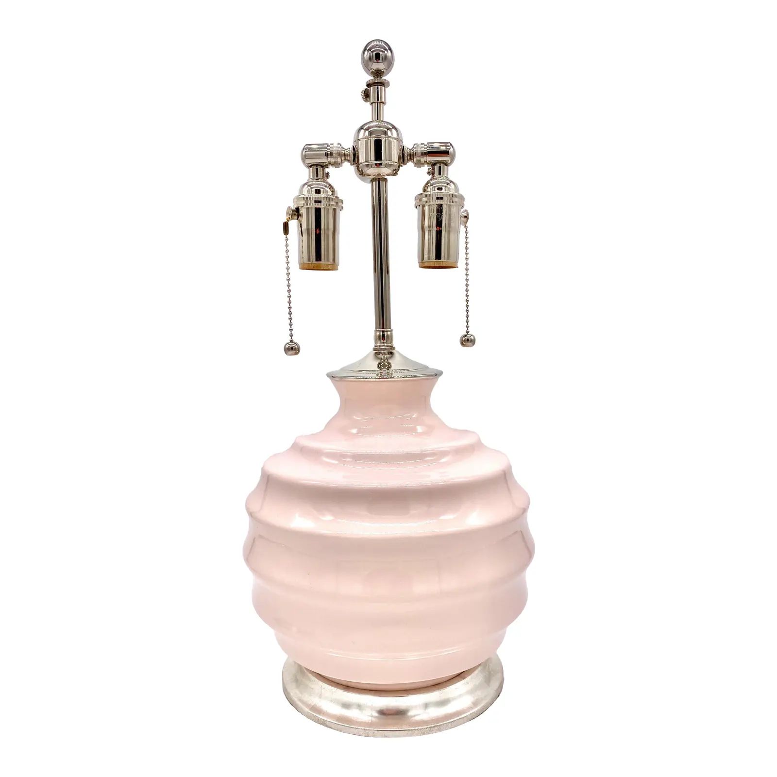 Christopher Spitzmiller Wide Ribbed Ball Lamp in Blush | Chairish