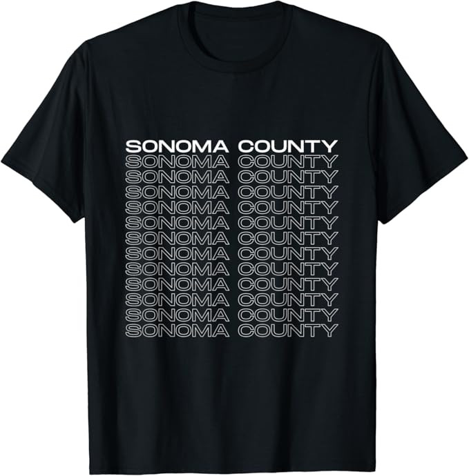 Sonoma County Wine Country Text Art T-Shirt | Amazon (US)