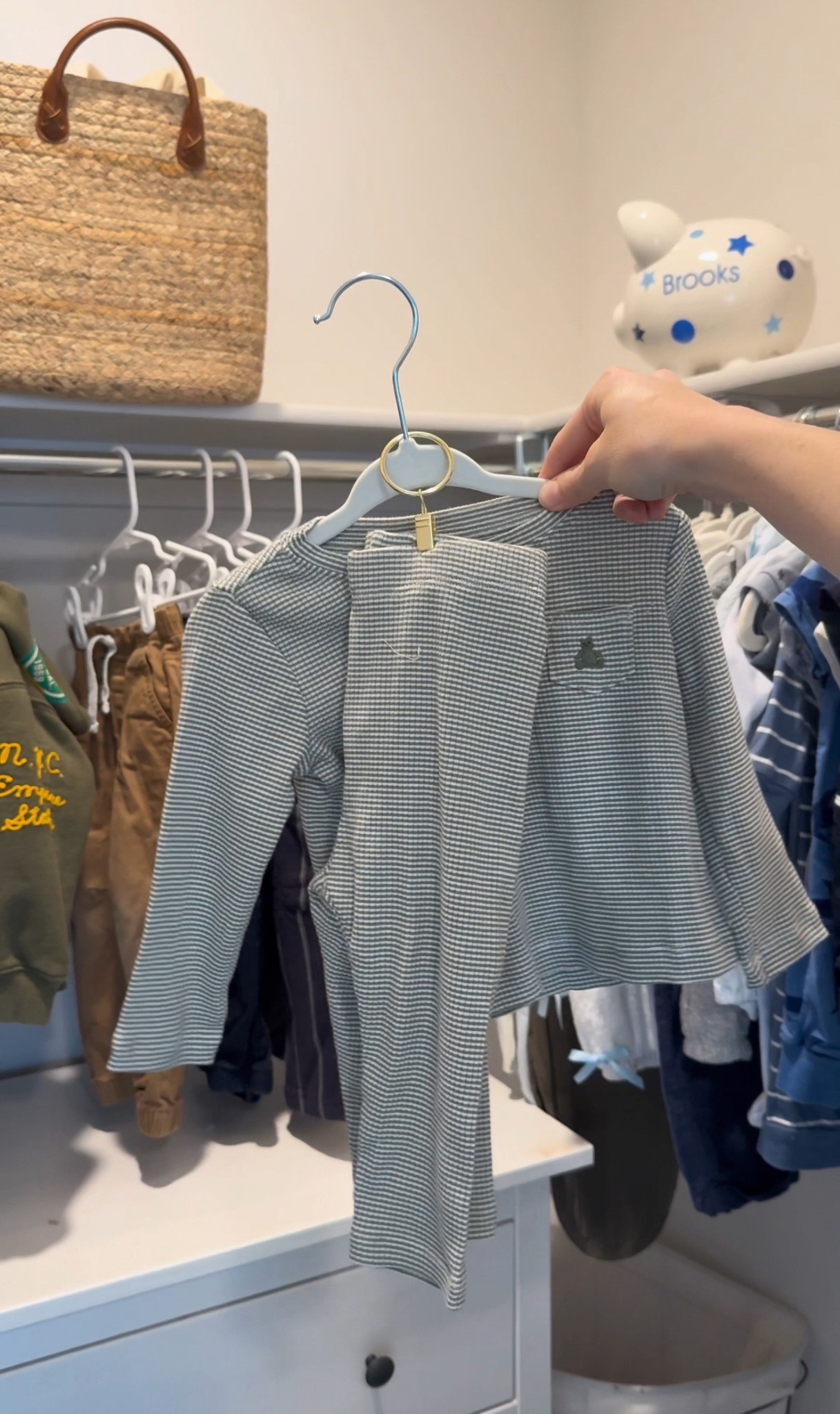 Baby clothes organization tip: use these hangers + clips to neatly hang matching sets ✨👏🏻

#LTKmomlife #LTKBump #LTKBaby