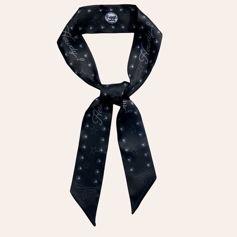 Fringe Scarves Black & Howdy & Studs Print Twilly | Cavender's
