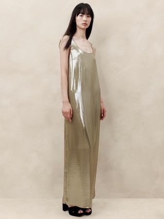 Maxime Metallic Maxi Dress | Banana Republic (US)