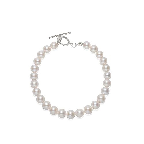 Sterling Silver Natural Pearl Bracelet - 925 Sterling Silver AAAAA+ Quality Real White Freshwater Cultured Pearl Bracelets for Women | Amazon (US)