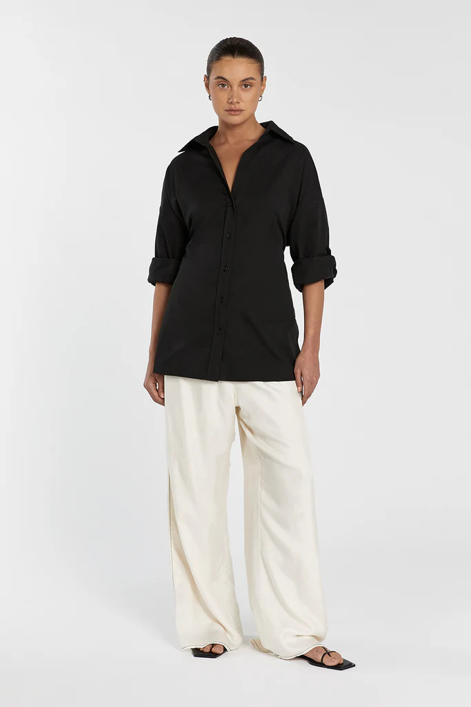 BLAKE BLACK OVERSIZED TIE SHIRT | DISSH
