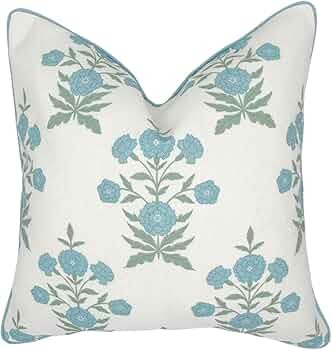 Amelia 20" x 20" Floral Throw Pillow Cover Blockprint 50 cm x 50 cm Grandmillennial Home Decor (2... | Amazon (US)