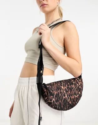 AllSaints nylon half moon crossbody bag in leopard print | ASOS | ASOS (Global)