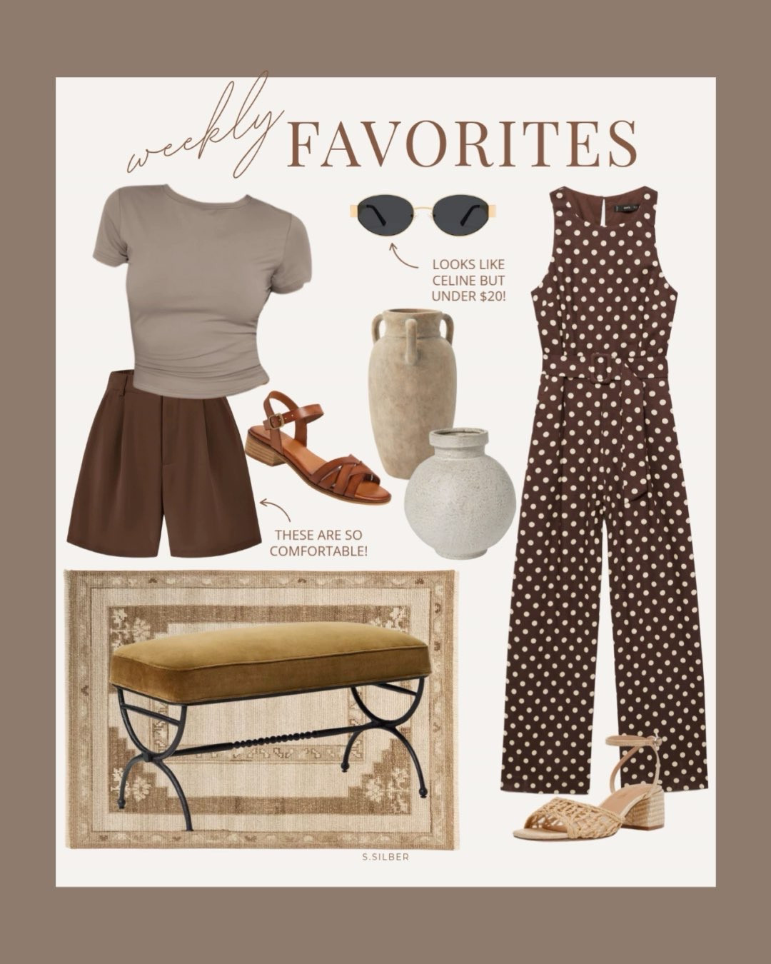 Neutrals were the top 10 sellers this week!

Polka dots, Mango, Nordstrom, Amazon, Walmart, Target Studio McGee, bench, hand-knotted rug, vases, shorts, sunglasses, elevated casual, travel outfit, summer outfit, Stefana Silber 

 #LTKSummerEdit #LTKSeasonal #LTKFindsUnder100
