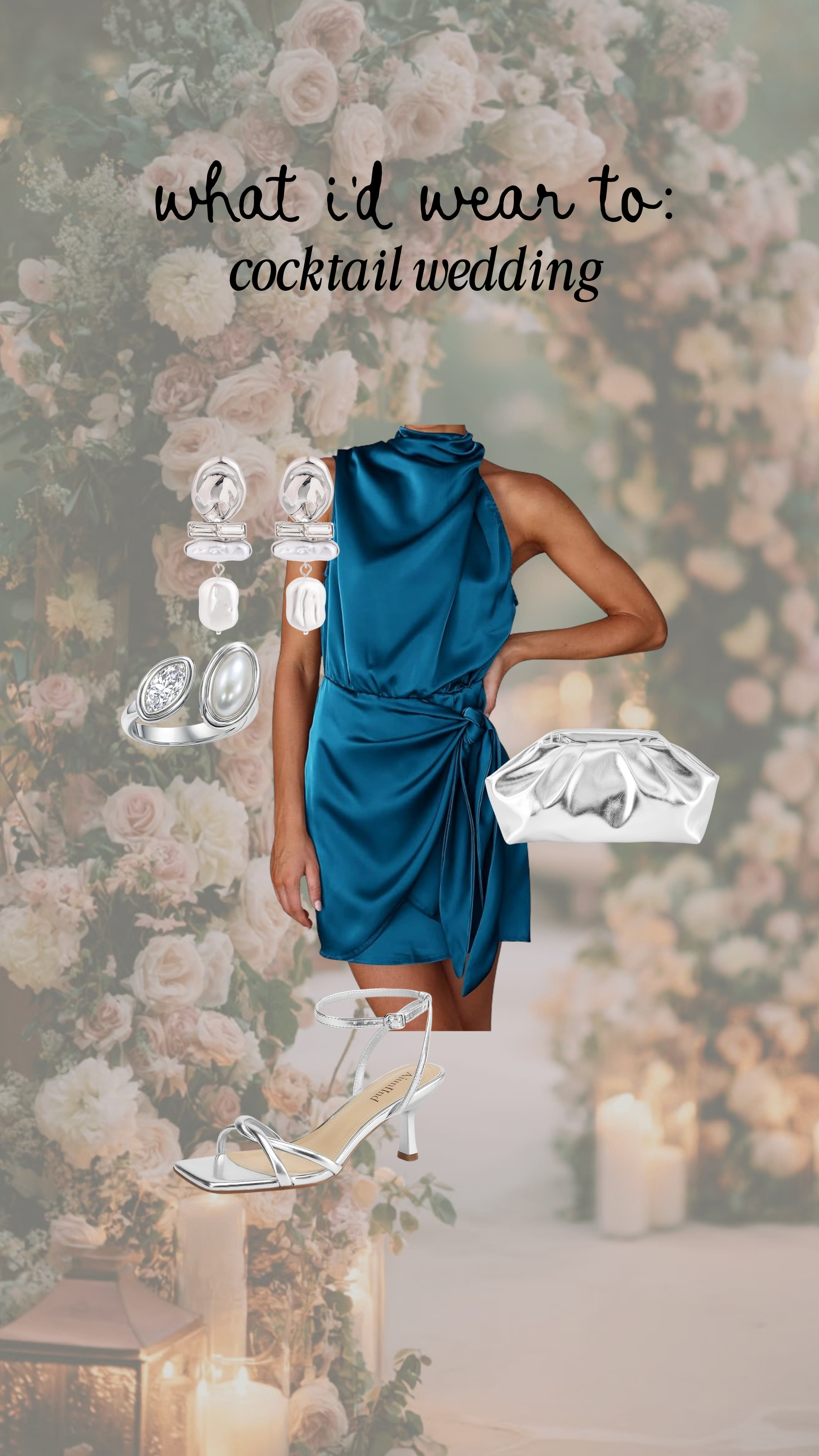 The perfect cocktail wedding look and all from amazon! 

silver jewelry, cocktail dress, silver clutch 

 #LTKgrwm #LTKootd #LTKMidsize