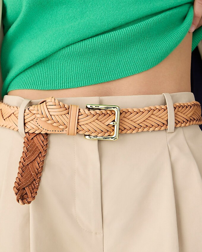 Plaited Italian leather belt | J. Crew US