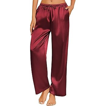 Ekouaer Womens Silk Satin Pajama Pants Casual Loose Lounge Pants Drawstring Elastic Waist Wide Le... | Amazon (US)