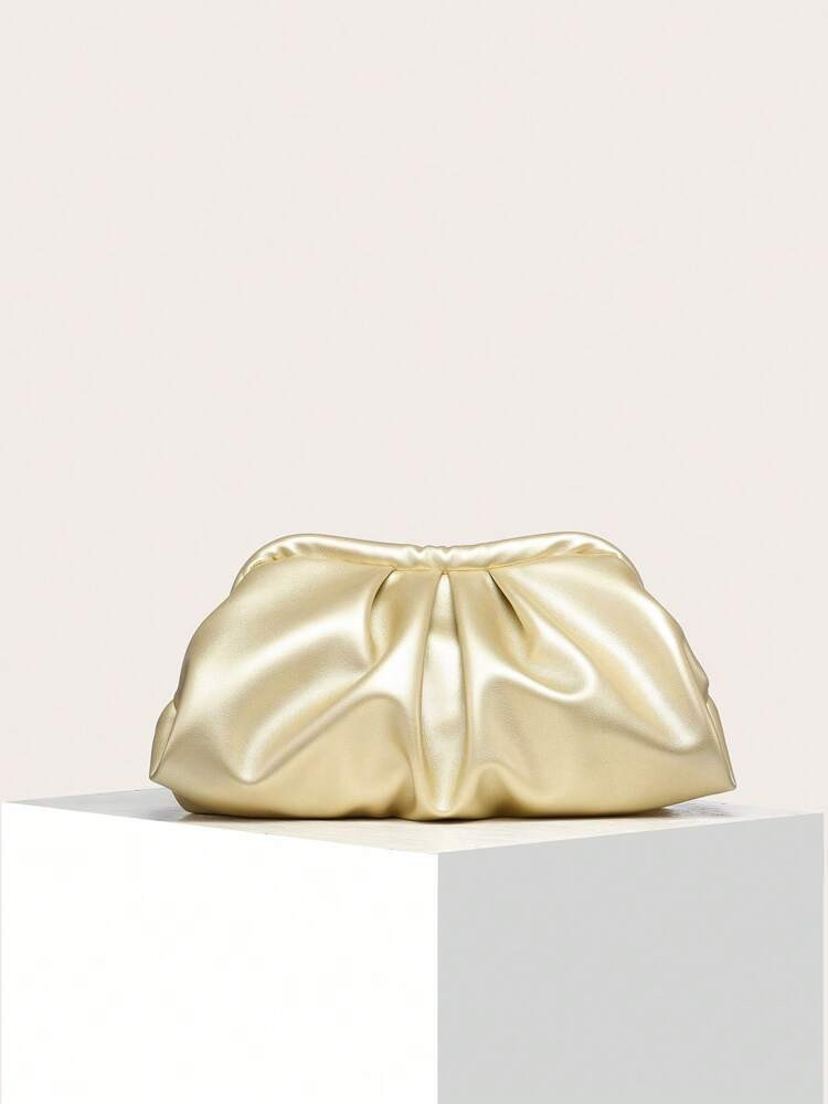 Minimalist Ruched Bag Medium Gold Funky | SHEIN