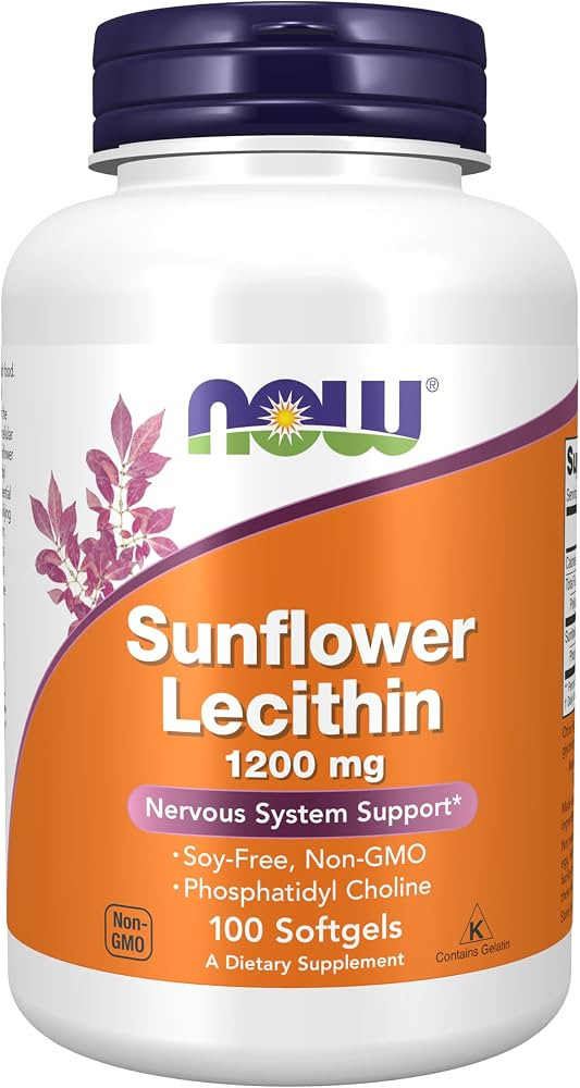 NOW Foods Supplements, Sunflower Lecithin 1200 mg with Phosphatidyl Choline, 100 Softgels | Amazon (US)