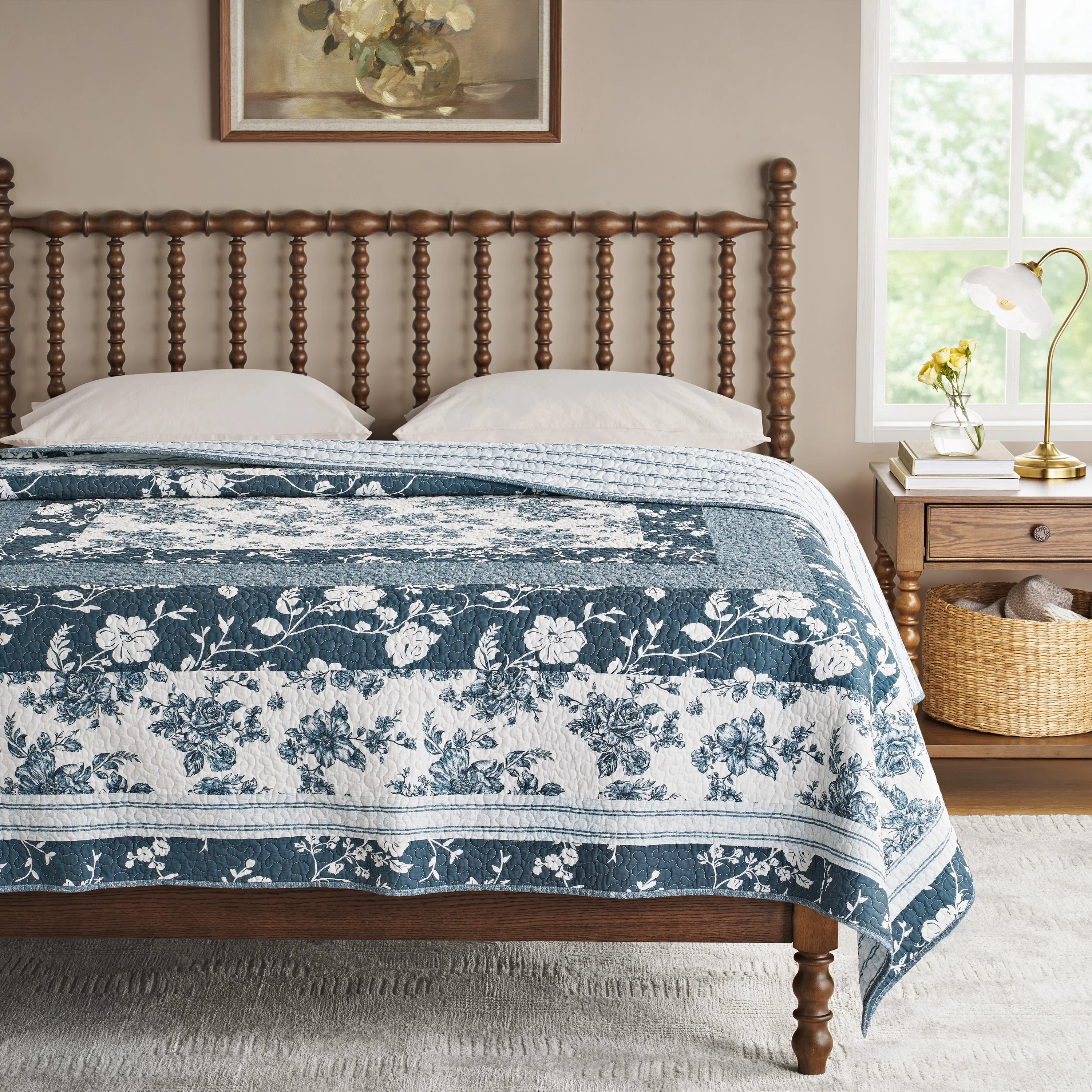 The Pioneer Woman Avery Cotton Patchwork Quilt, Full/Queen, Tibet Brown Bedding | Walmart (US)