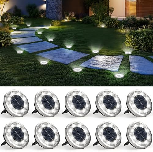 SOLPEX 10 Pack Solar Ground Lights Outdoor Waterproof, Solar Powered Pathway Lights, Landscape Li... | Amazon (US)