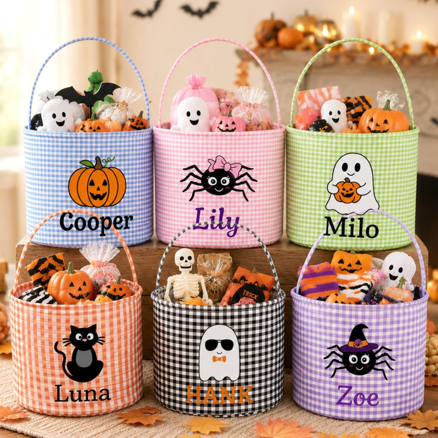Love Signal Personalized Halloween Basket with Name, Custom Trick or Treat Bucket, Halloween Candy Bag, Reusable Pumpkin Tote, Spooky Season Gift for Kids, Girls, Boys, Toddlers, Fall Gift Basket 1 | Amazon (US)