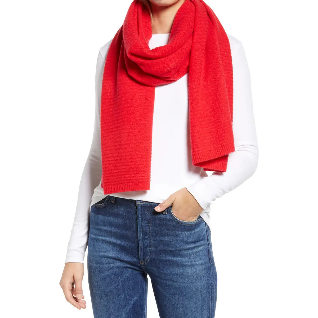 Nordstrom Cashmere Rib Scarf in Red Chinoise at Nordstrom Rack | Nordstrom Rack