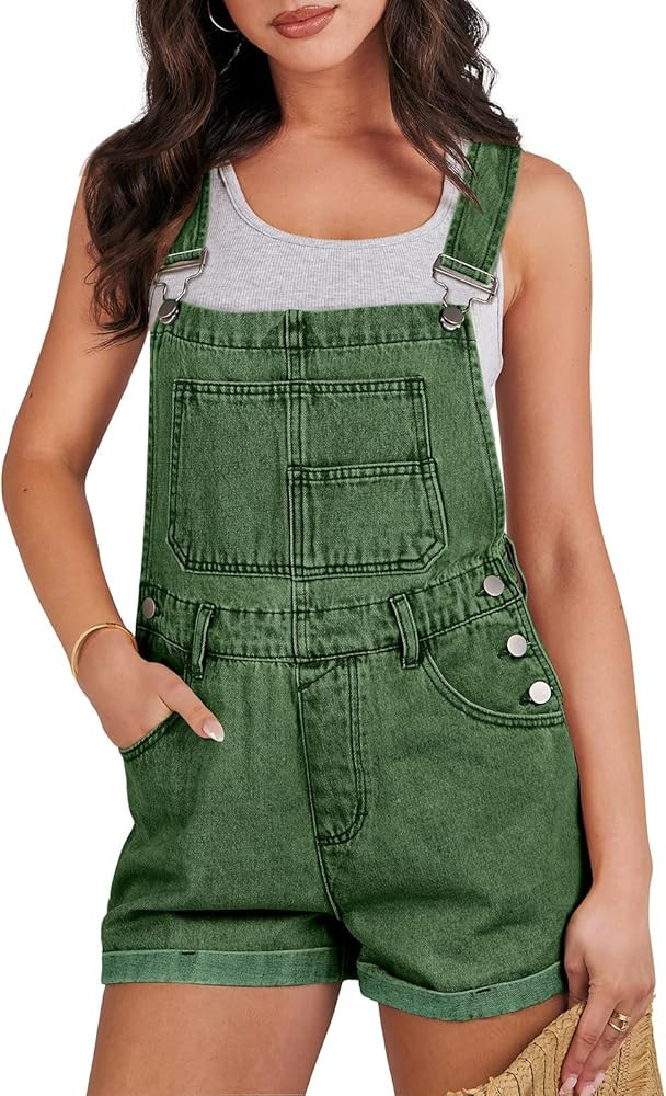 ANRABESS Womens Overalls Shorts Denim Romper 2024 Summer Loose Fit Adjustable Strap Jean Jumpsuit... | Amazon (US)