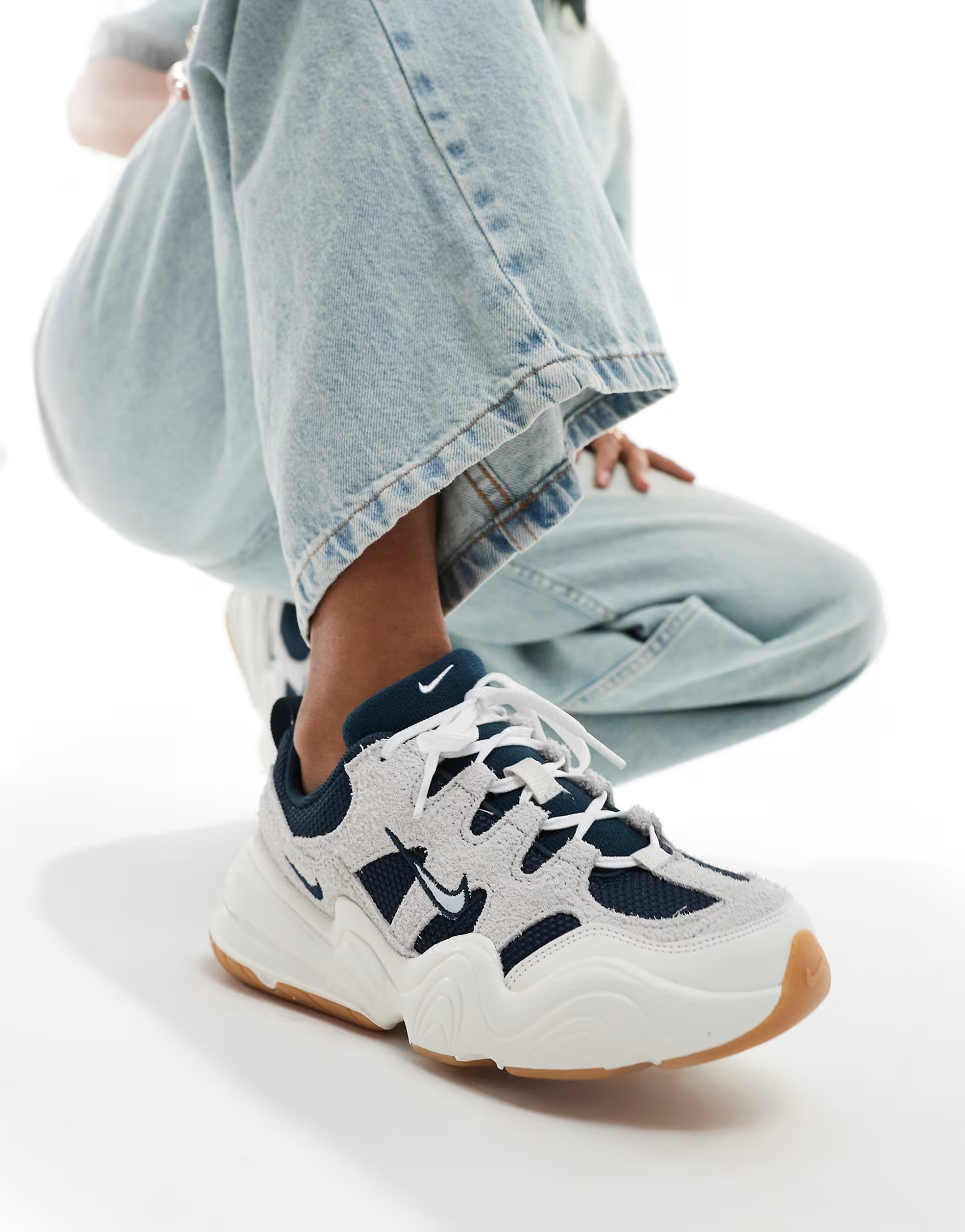 Nike Tech Hera trainers in off white with navy detail | ASOS (Global)