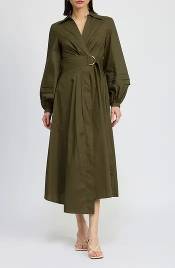 En Saison Berenger Long Sleeve Wrap Cotton Shirtdress | Nordstrom | Nordstrom