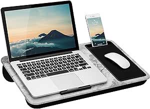 LapGear Home Office Lap Desk with Device Ledge, Mouse Pad, and Phone Holder - White Marble - Fits... | Amazon (US)