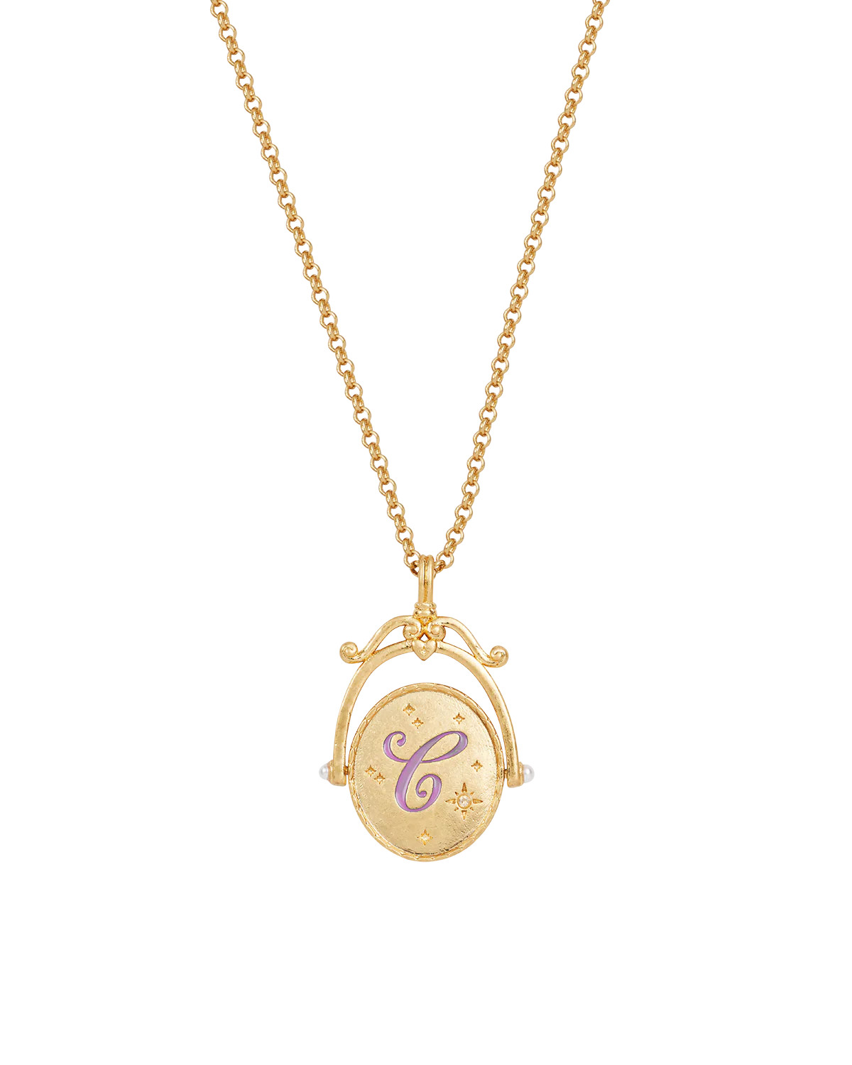 C Initial Cornflower Gold Spinner Necklace | Fable England