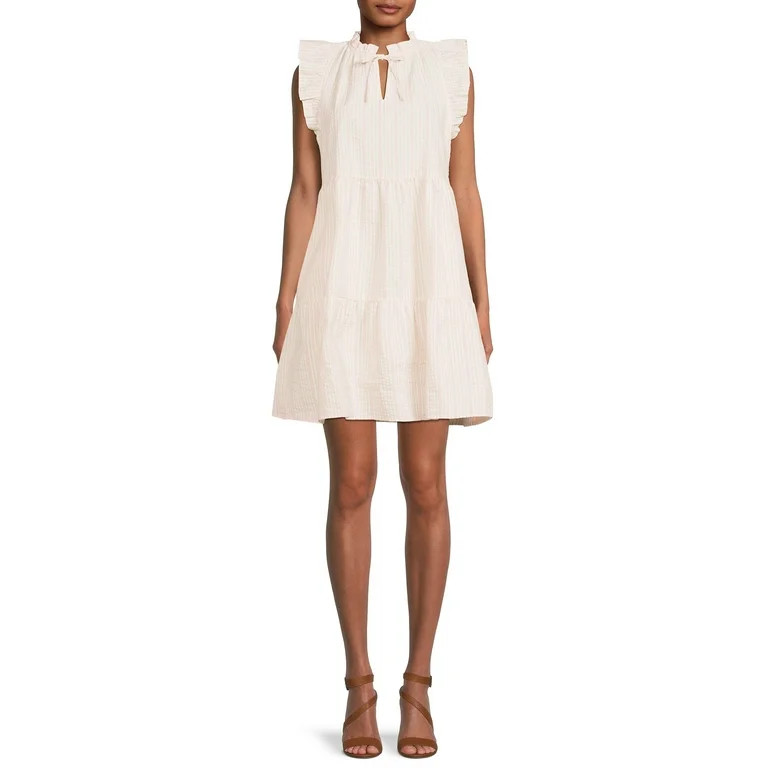 Time and Tru Women's Flutter Sleeve Woven Dress | Walmart (US)